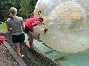 Entering a zorb ball